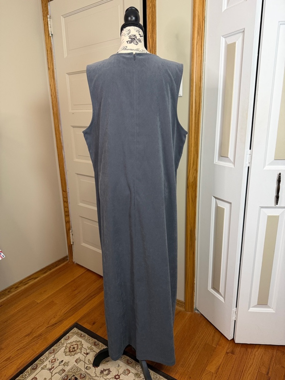 LLBean Womens 18 Sleeveless V Neck Maxi Length Gray Romper Pockets Lagenlook - Picture 4 of 10